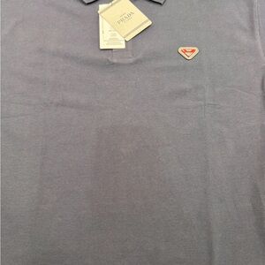 Prada Men’s Navy Polo Shirt with Signature Triangle Logo